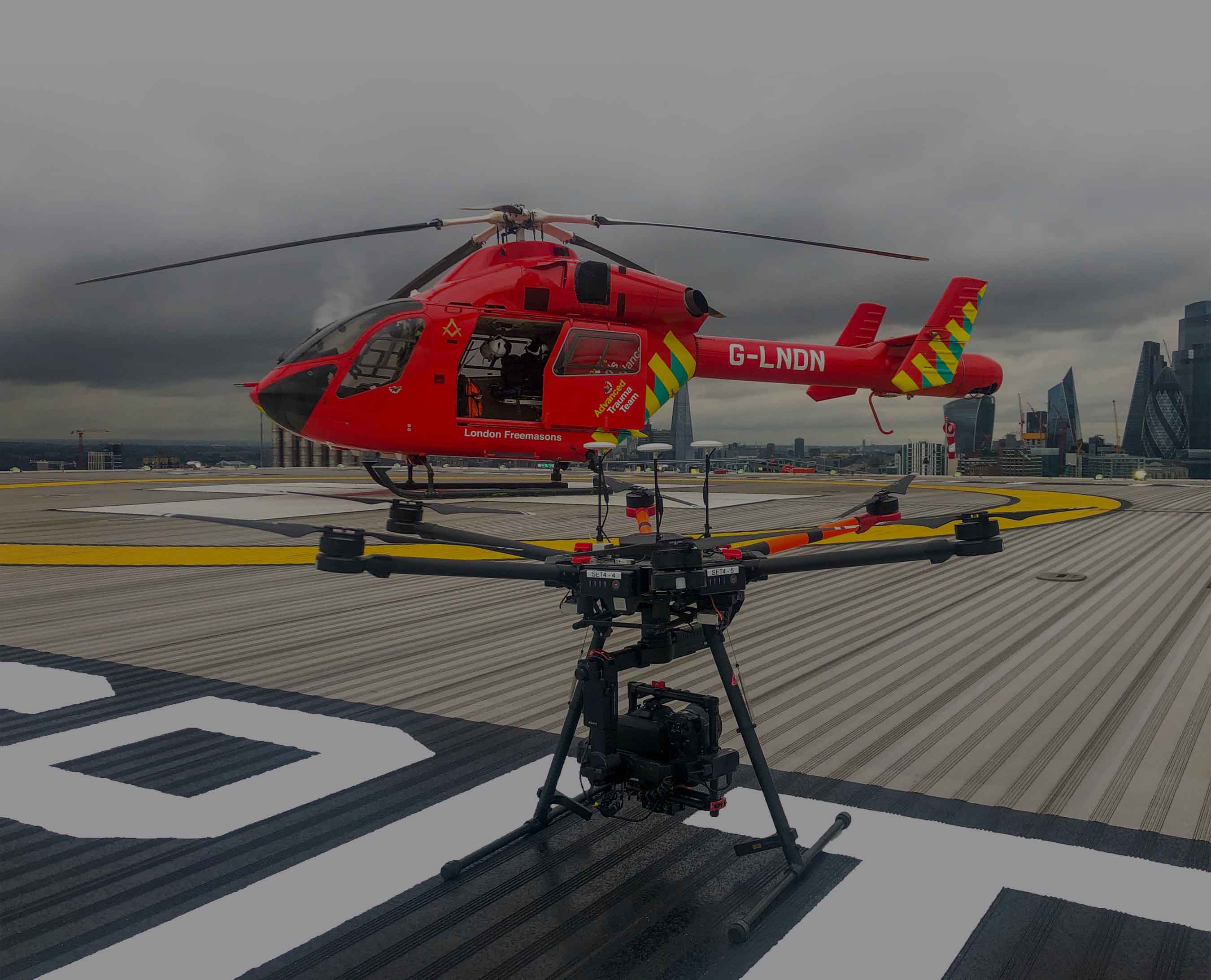 Altitude Aerial Photography Ltd on set for the Channel 4 series Emergency